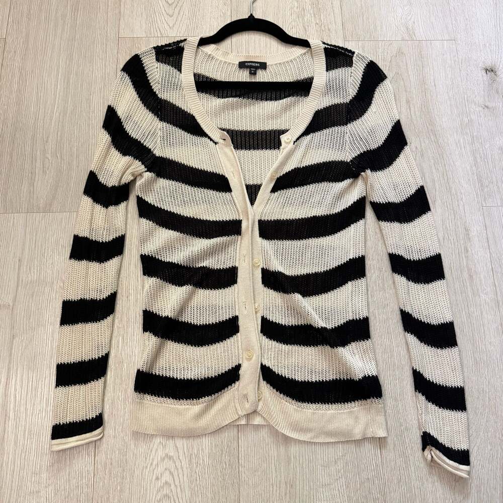 Express Striped Cardigan Sweater